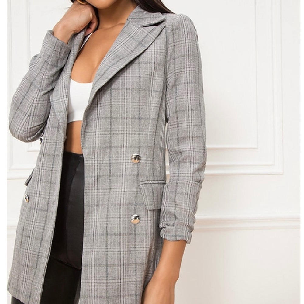 Superdown Grey Plaid Blazer size small